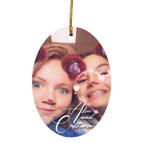 Personalized Christmas Ornaments(Custom Your Image) -- Oval --Alice and Catherine -- customcat
