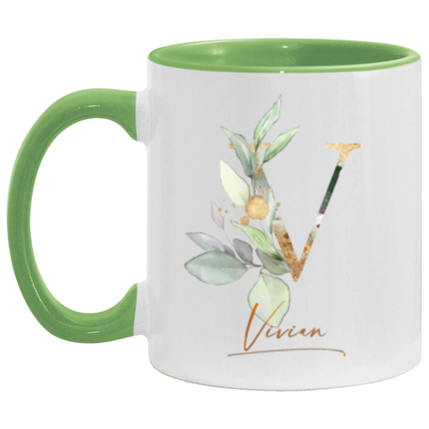 Name Mug -- Vivian -- 11oz Green accent -- CC