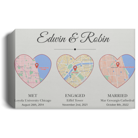 CC Landscape 18x12 Canvas 1.5in Frame - Stories Map Love -  Edwin & Robin