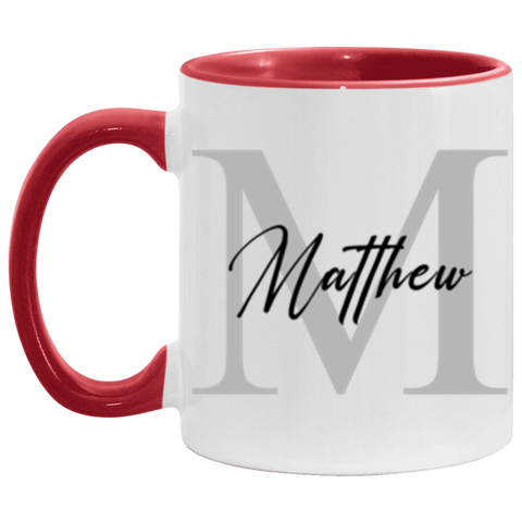 Name Mug -- Matthew -- 11oz Red accent -- CC