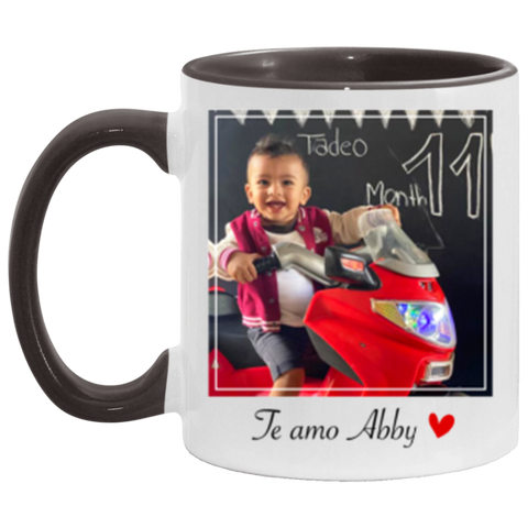 Name Photo -- 11 oz. Black Accent Mug -- Te amo Abby