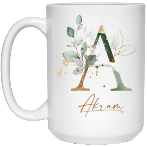 Name Mug(Botanica and Gold Herbs) -- 15oz -- Akram -- CC