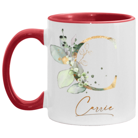Name Mug -- red accent mug -- Carrie -- CC
