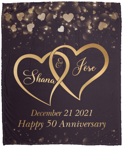 Two Hearts -- Cozy Plush Fleece Blanket 50x60 --  Shana & Jose