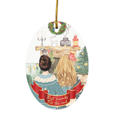 Personalized Christmas Ornaments(Best Friend Christmas) --Oval --  Best friends till the end