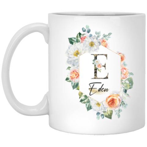 Name Mug(Luxury Floral) -- 11oz White -- Eden