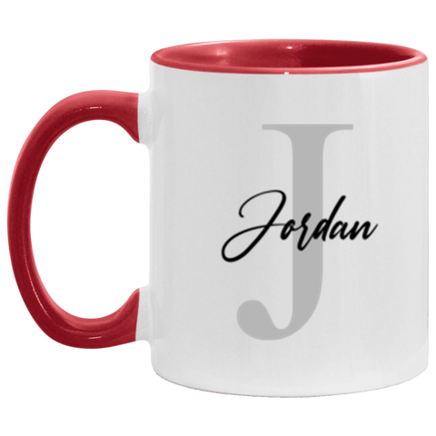 Name Mug -- Jordan -- 11oz Red accent -- CC
