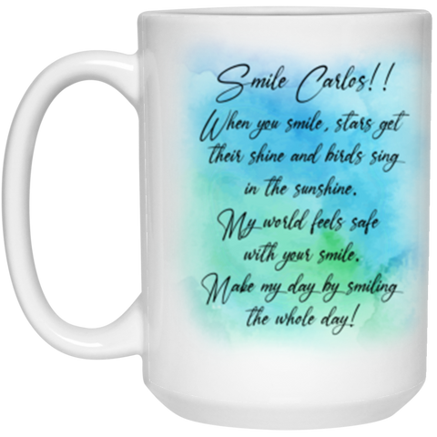 Name Photo Mug -- 15oz White --  Smile Carlos