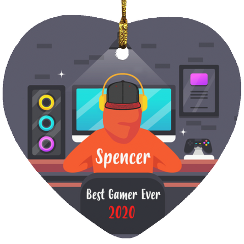 Christmas Ornaments (Boy Gamers) -- Heart -- 1 -- Spencer