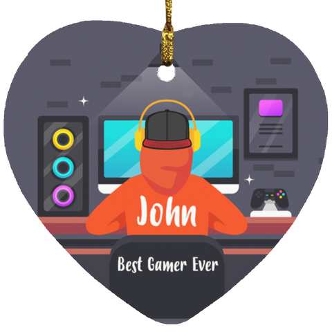 Gamer Ornament -- John -- 1 -- Heart -- CC