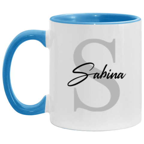 Name mug -- Sabina -- Blue accent -- CC