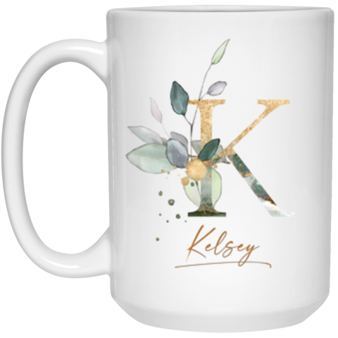 Botanica and Gold Herbs -- 15 oz. White Mug -- Kelsey