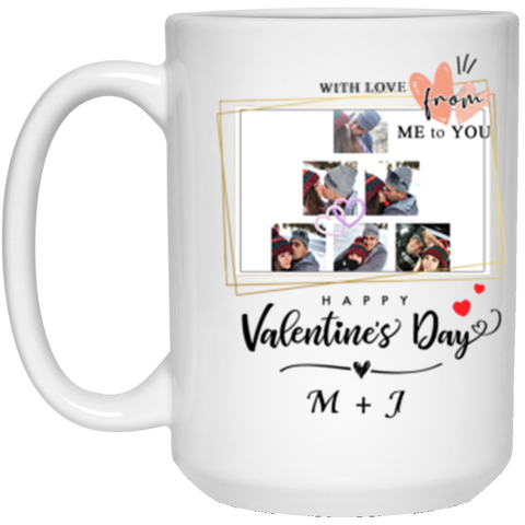 Valentine's Day Mug -- M + J -- 15oz -- CC