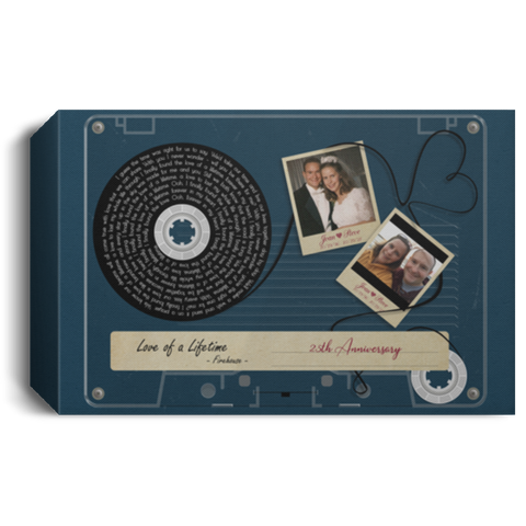Cassette -- Joan & Steve 10/19/96 - 10/19/21 -- Canvas 12x18 -- CC