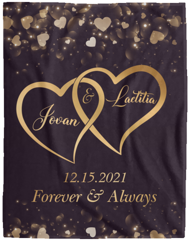 Two Hearts Couples -- Cozy Plush Fleece Blanket 60x80 -- Jovan & Laetitia