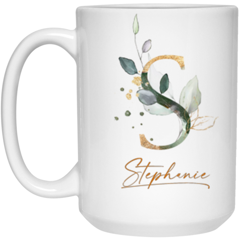 Botanica and Gold Herbs -- 15 oz. White Mug -- Stephanie