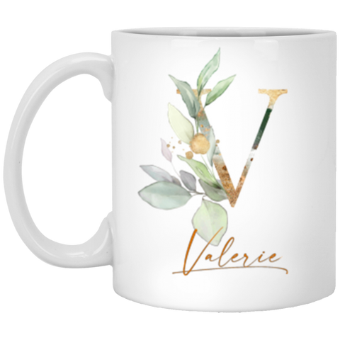 Name Mug(Botanica and Gold Herbs) -- 11oz. White --Valerie