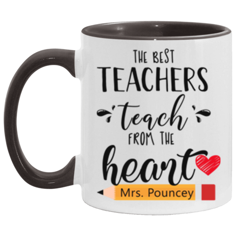 Name Teacher Mug -- 11oz Black Accent -- Mrs. Pouncey