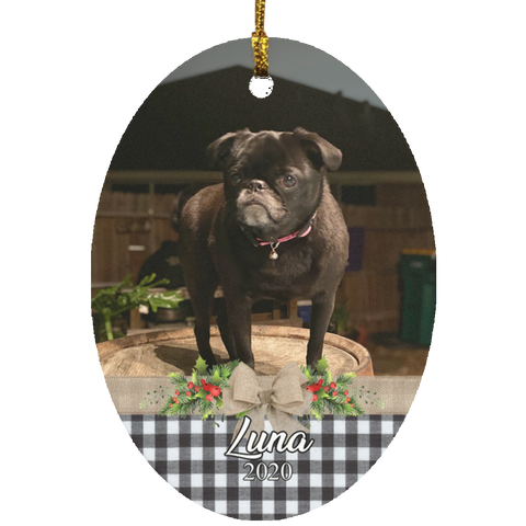 Custom Pet's Image Ornaments -- Oval -- Luna