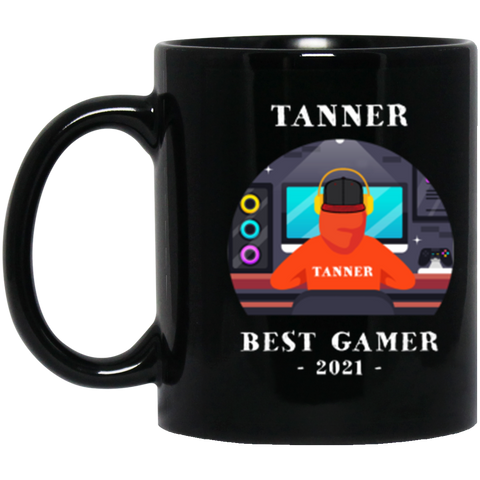 Gamer Mug -- TANNER -- 11oz Black Mug -- CC