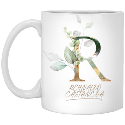 Botanica and Gold Herbs -- 11 oz. White Mug -- REYNALDO CASTAÑEDA!