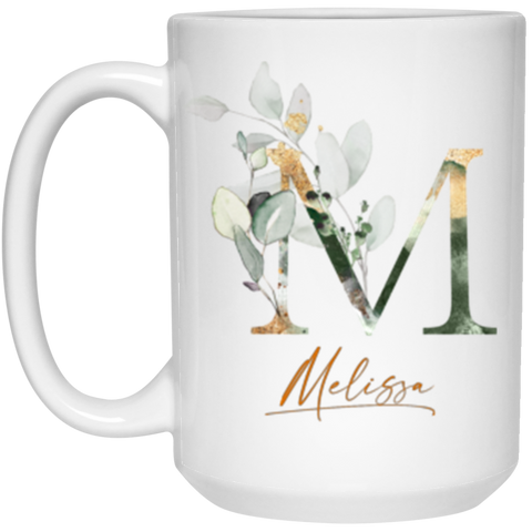 Botanica and Gold Herbs -- 15 oz. White Mug -- Melissa