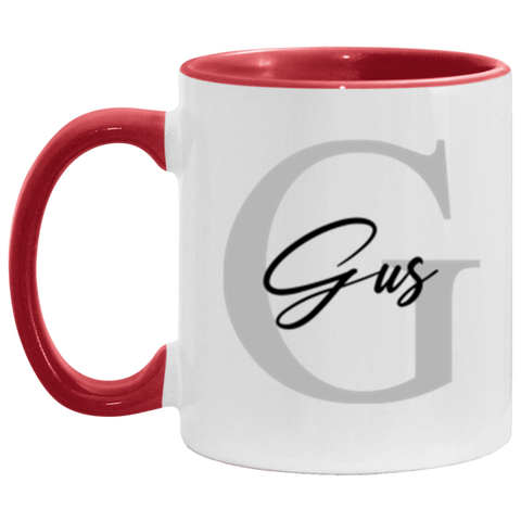 Name Mug -- Gus -- 11oz Red Accent -- CC