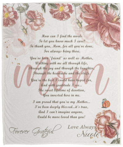 Poem Family Cozy Plush Fleece Blanket - 50x60 -- Love Always, Nicole