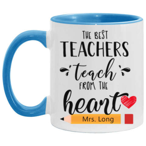 Teacher Mug -- Blue Accent -- Mrs Long -- CC