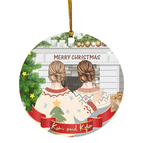 Personalized Christmas Ornament(Best Friend Christmas) --  Circle --  Kim and Kyla -- customcat