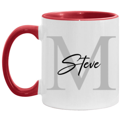 Name mug -- M Steve -- 11oz Red accent -- CC