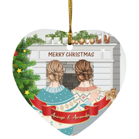 Personalized Christmas Ornaments(Best Friend Christmas) -- Heart -- Annisa and Amanda -- customcat