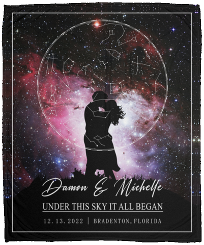 Stars Map -- Cozy Plush Fleece Blanket 50x60 -- Damon & Michelle