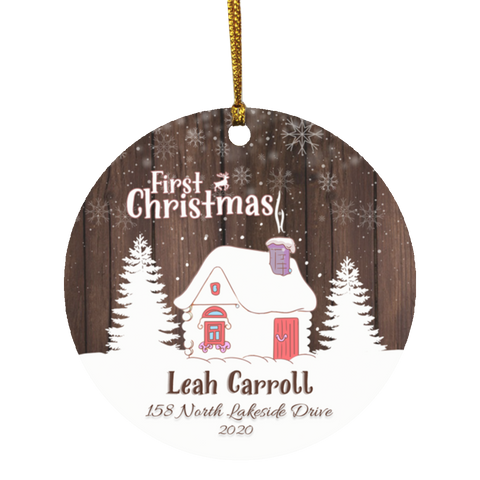 Personalized Christmas Ornament(First Home) -- Circle -- Leah Carroll -- customcat