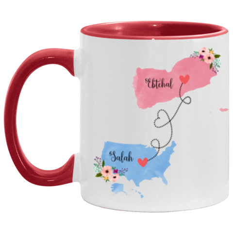 Couples Anniversary Mug -- Red Accent -- Salah & Ebtehal -- cc