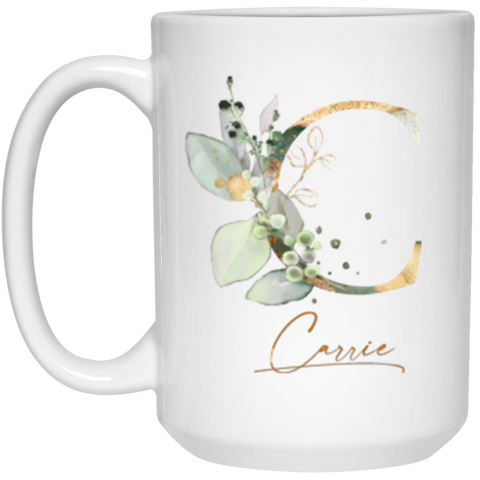 Botanica and Gold Herbs -- 15 oz. White Mug -- Carrie