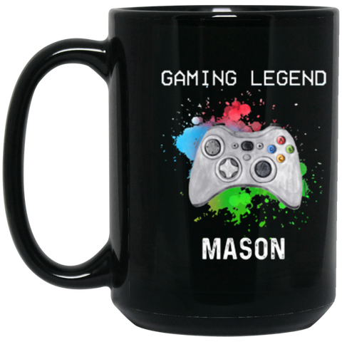 Gamer Mug -- MASON -- 1 -- 15 oz Black Mug -- CC