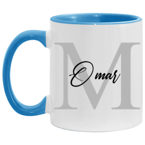 Name Mug -- OMAR-- Blue accent -- CC