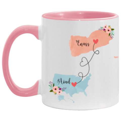 Couples Anniversary Mug -- Pink Accent -- Aiad & Enass-- cc
