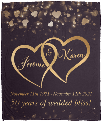 Two Hearts -- Cozy Plush Fleece Blanket 50x60 -- Jerome & Karen