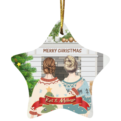 Personalized Christmas Ornaments(Best Friend Christmas) -- Star -- Kat & Mellissa -- customcat