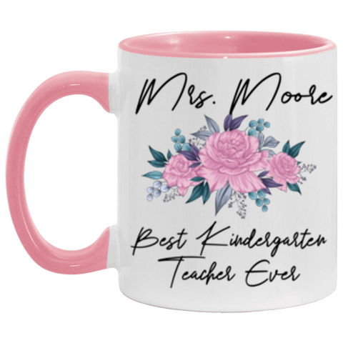 Teacher Mug -- Pink Accent -- Mrs. Moore -- CC