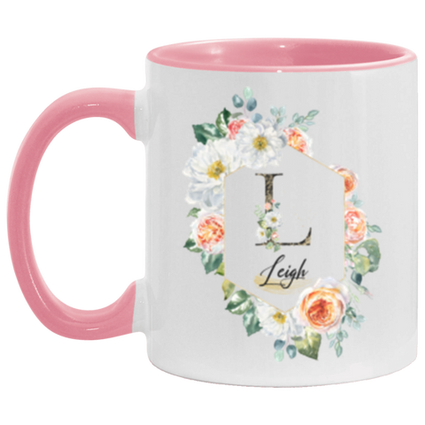 CC 11oz. Pink Accent Mug - L Leigh Luxury Floral