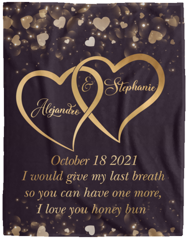 Two Hearts  -- Cozy Plush Fleece Blanket 60x80 -- Alejandro & Stephanie