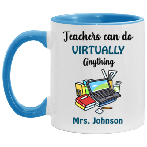 Name Teacher Mug -- 11oz Blue Accent -- Mrs.Johnson