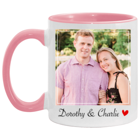 Name Photo --  11 oz Pink Accent -- Dorothy & Charlie