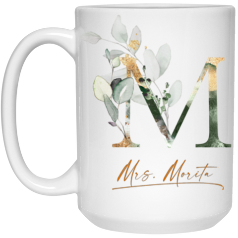 Botanica and Gold Herbs 15 oz. White Mug -- Mrs. Morita