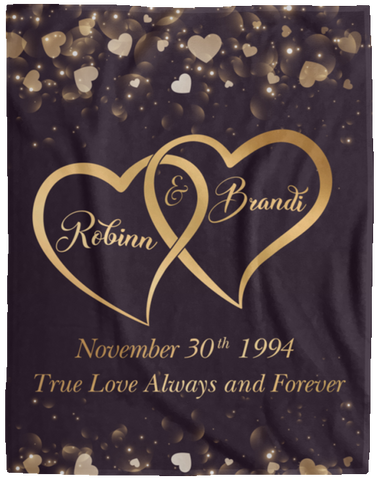Two Hearts -- Cozy Plush Fleece Blanket  60x80 -- Robinn & Brandi