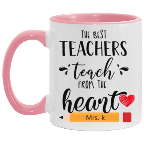 Teacher Mug -- Mrs. K -- Pink Accent -- CC