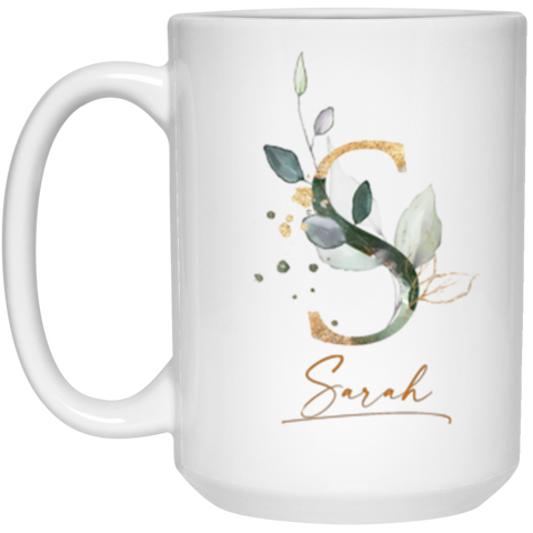 Name mug -- Sarah (Botanica and Gold Herbs) -- 15oz -- CC